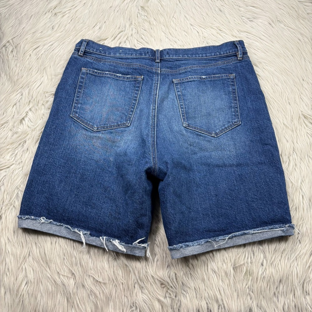LOFT Women's 12 Medium Wash Cuffed Denim Midi Bermuda Shorts Jorts - Picture 7 of 7